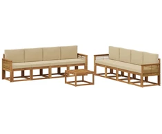 Lauko sofos komplektas 9 pcs Natūralus ir bežinis Poliesteris