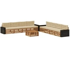 Lauko sofos komplektas 9 pcs Natūralus ir bežinis Poliesteris