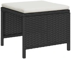 Lauko baldų komplektas Sodo Sofų Rinkinys 6 pcs Juoda ir kreminė poliratanas