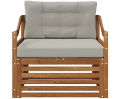 Lauko sofa Solid Acacia Wood Natūrali ir šviesiai pilka