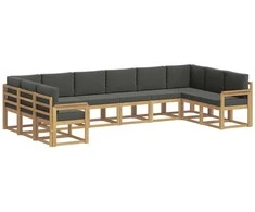 Lauko sofos komplektas su pagalve 10 pcs Balta ir antracito