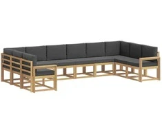 Lauko sofos komplektas su pagalve 10 pcs Balta ir antracito