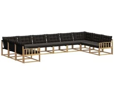 Lauko sofos komplektas su pagalve 10 pcs Balta ir juoda