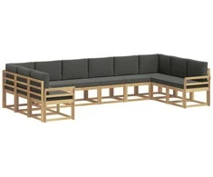 Lauko sofos komplektas su pagalve 10 pcs Balta ir antracito