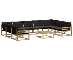 Lauko sofos komplektas su pagalve 10 pcs Balta ir juoda