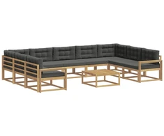 Lauko sofos komplektas su pagalve 10 pcs Balta ir antracito