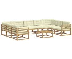 Lauko sofos komplektas su pagalve 10 pcs Balta ir kreminė