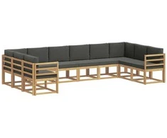 Lauko sofos komplektas su pagalve 10 pcs Balta ir antracito