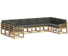 Lauko sofos komplektas su pagalve 10 pcs Balta ir antracito