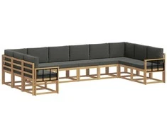 Lauko sofos komplektas su pagalve 10 pcs Balta ir antracito