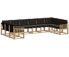 Lauko sofos komplektas su pagalve 10 pcs Balta ir juoda
