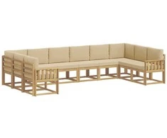 Lauko sofos komplektas su pagalve 10 pcs Balta ir kreminė
