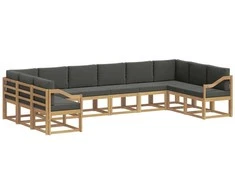 Lauko sofos komplektas su pagalve 10 pcs Balta ir antracito