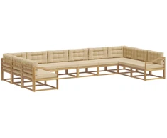 Lauko sofos komplektas su pagalve 10 pcs Balta ir kreminė