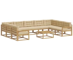 Lauko sofos komplektas su pagalve 10 pcs Balta ir kreminė