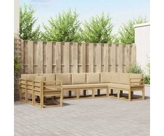 Lauko sofos komplektas su pagalve 10 pcs Balta ir kreminė