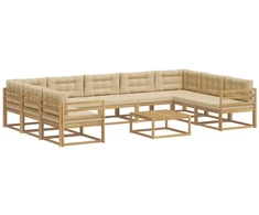 Lauko sofos komplektas su pagalve 10 pcs Balta ir kreminė