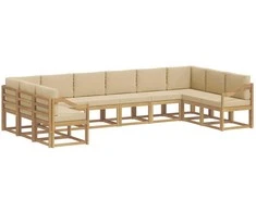 Lauko sofos komplektas su pagalve 10 pcs Balta ir kreminė