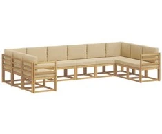 Lauko sofos komplektas su pagalve 10 pcs Balta ir kreminė