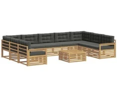 Lauko sofos komplektas su pagalve 10 pcs Balta ir antracito