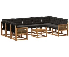 Lauko sofos komplektas su pagalve 10 pcs Natūrali ir juoda