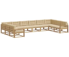Lauko sofos komplektas su pagalve 10 pcs Balta ir kreminė