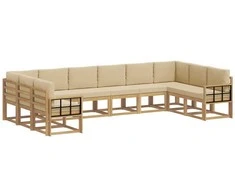 Lauko sofos komplektas su pagalve 10 pcs Balta ir kreminė