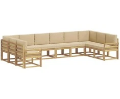 Lauko sofos komplektas su pagalve 10 pcs Balta ir kreminė