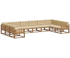 Lauko sofos komplektas su pagalve 10 pcs Natūralus ir bežinis