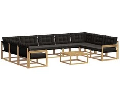 Lauko sofos komplektas su pagalve 10 pcs Balta ir juoda