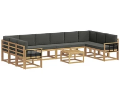 Lauko sofos komplektas su pagalve 11 pcs Balta ir antracito