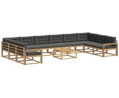 Lauko sofos komplektas su pagalve 11 pcs Balta ir antracito