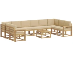 Lauko sofos komplektas su pagalve 11 pcs Balta ir kreminė