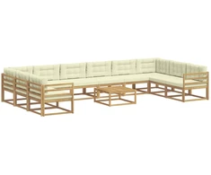 Lauko sofos komplektas su pagalve 11 pcs Balta ir kreminė