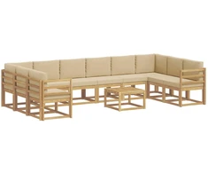Lauko sofos komplektas su pagalve 11 pcs Balta ir kreminė