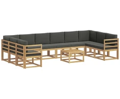 Lauko sofos komplektas su pagalve 11 pcs Balta ir antracito