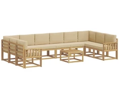 Lauko sofos komplektas su pagalve 11 pcs Balta ir kreminė