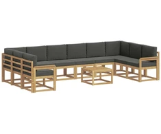Lauko sofos komplektas su pagalve 11 pcs Balta ir antracito