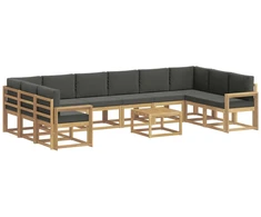 Lauko sofos komplektas su pagalve 11 pcs Balta ir antracito