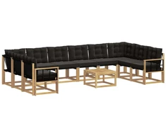 Lauko sofos komplektas su pagalve 11 pcs Balta ir juoda