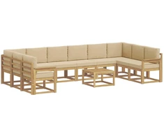 Lauko sofos komplektas su pagalve 11 pcs Balta ir kreminė