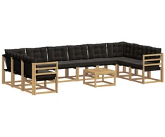 Lauko sofos komplektas su pagalve 11 pcs Balta ir juoda