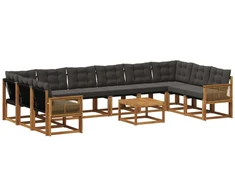 Lauko sofos komplektas su pagalve 11 pcs Natūrali ir juoda