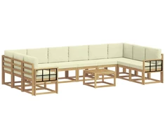 Lauko sofos komplektas su pagalve 11 pcs Balta ir kreminė
