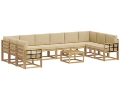 Lauko sofos komplektas su pagalve 11 pcs Balta ir kreminė