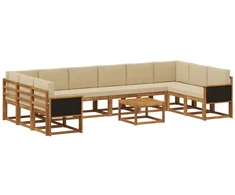 Lauko sofos komplektas su pagalve 11 pcs Natūralus ir bežinis