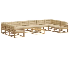 Lauko sofos komplektas su pagalve 11 pcs Balta ir kreminė