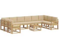 Lauko sofos komplektas su pagalve 11 pcs Balta ir kreminė