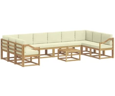 Lauko sofos komplektas su pagalve 11 pcs Balta ir kreminė