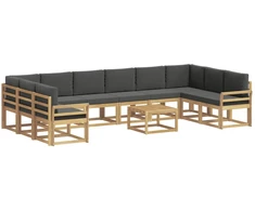 Lauko sofos komplektas su pagalve 11 pcs Balta ir antracito